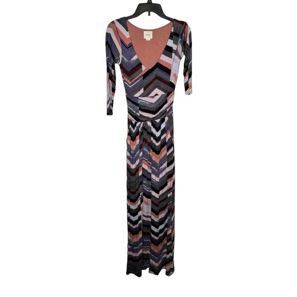 Anthropologie Maeve Women's  Maxi Dress Chevron Striped Lined Knit StretchXS - Picture 1 of 12